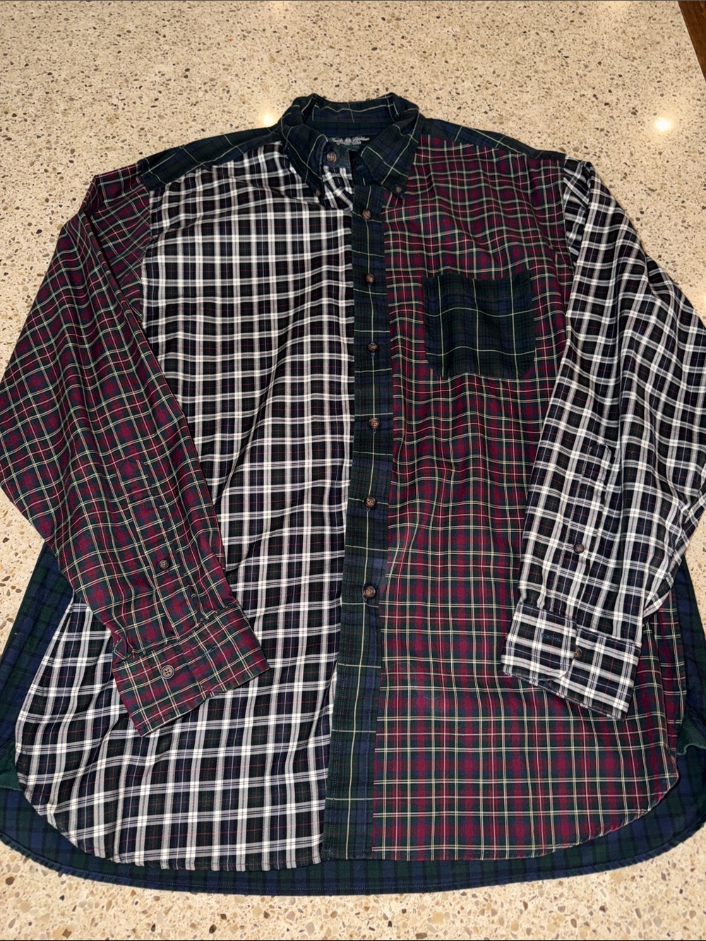 Brooks Brothers Patchwork Plaid Button-Up Shirt - Multicolor size large